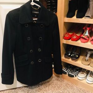 Express pea coat with leopard lining